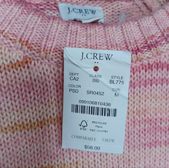 NWT J.Crew Women’s Pink Space Dye Knit Sweater M Crewneck Cozy Soft Pullover - Picture 8 of 13